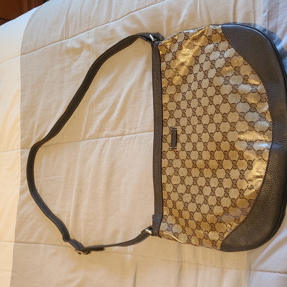 Gucci Gold and Brown Crossbody Bag